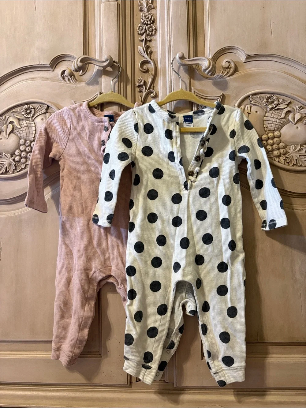 Old Navy White One-Piece with Black Polka Dots & Pink One-Piece Set